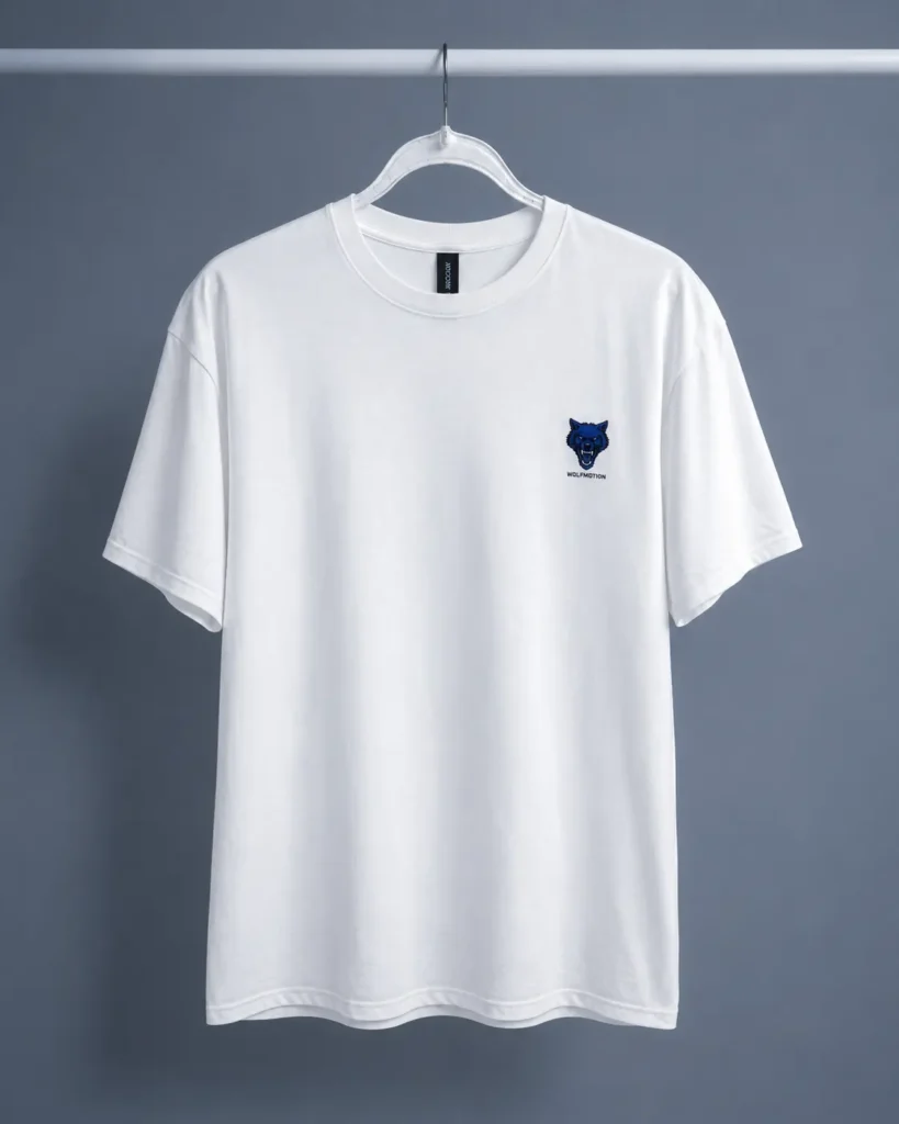 White WolfMotion logo t-shirt for VR gaming merch